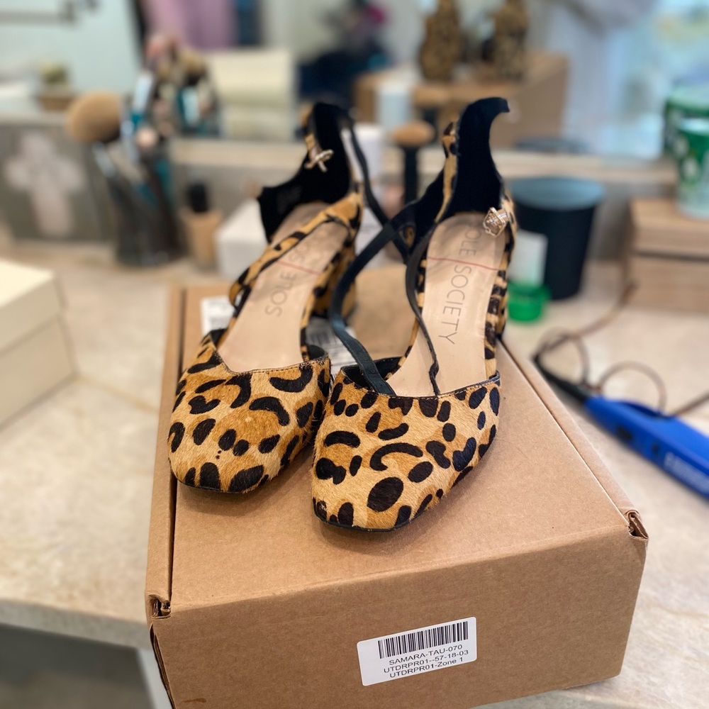 Sole Society 2” cheetah print heels.